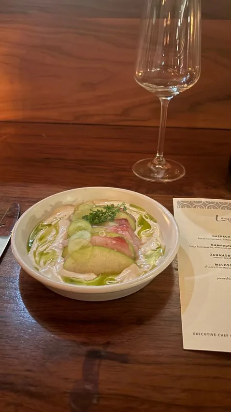 Kampachi crudo with cucumber and herb oil