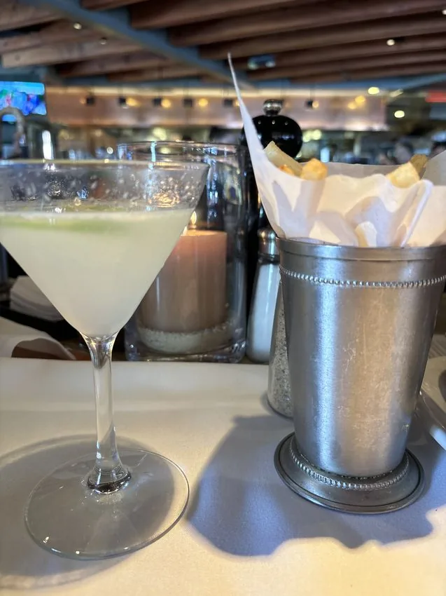 Martini and frites — solo bar dining