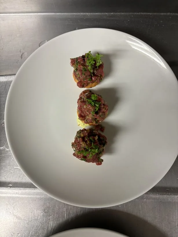 Venison tartare on Parmesan croquette